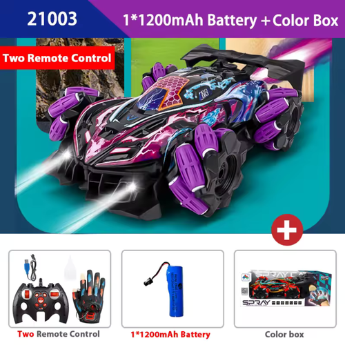 Car With Music Led Lights 2.4G Glove Gesture Radio Remote Control Spray Stunt Cars 4WD Electric Children Toys